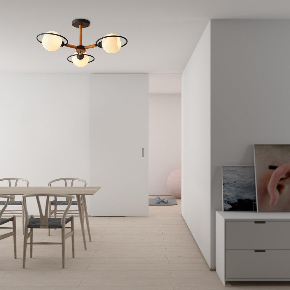 Milk Glass Spherical Shade Chandelier Kitchen 3 Lights - Rebooters