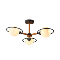 Milk Glass Spherical Shade Chandelier Kitchen 3 Lights - Rebooters