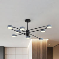 8 Heads Living Room Chandelier Minimalist Grey Ceiling Pendant Light - Rebooters