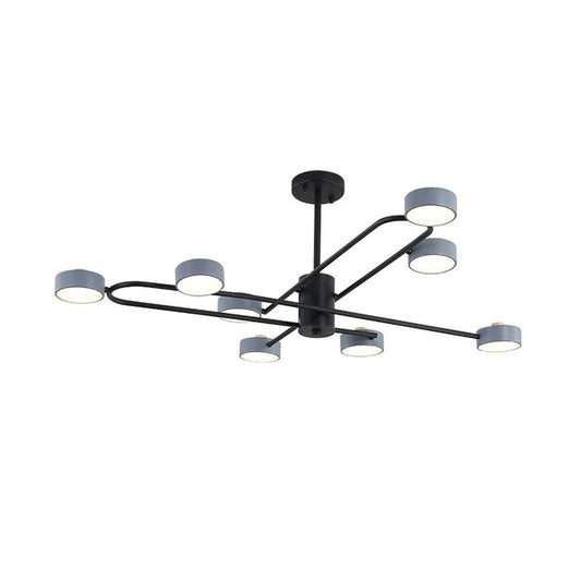 8 Heads Living Room Chandelier Minimalist Grey Ceiling Pendant Light - Rebooters