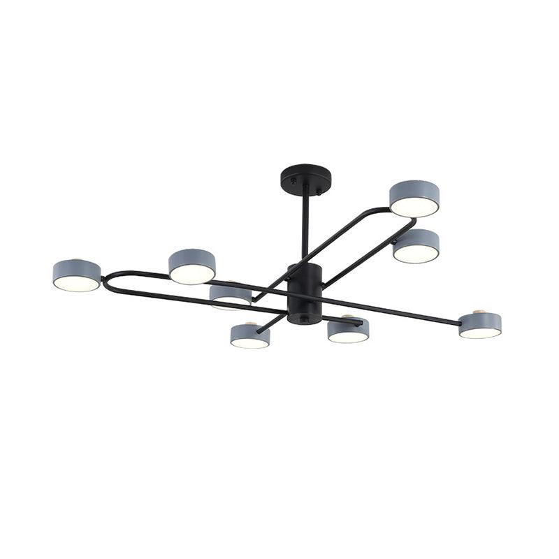 8 Heads Living Room Chandelier Minimalist Grey Ceiling Pendant Light - Rebooters