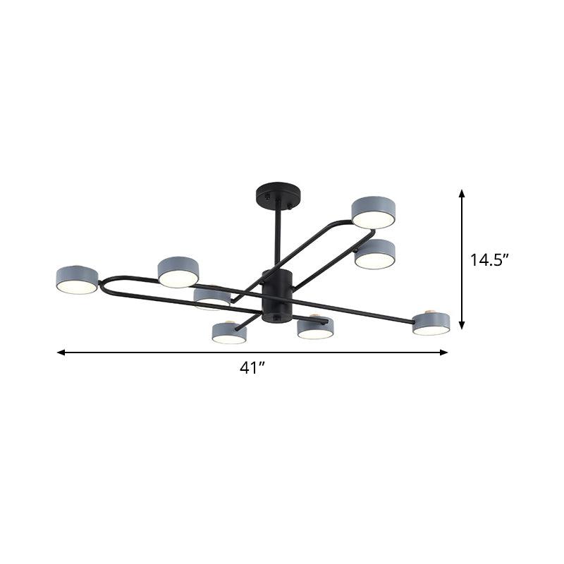 8 Heads Living Room Chandelier Minimalist Grey Ceiling Pendant Light - Rebooters