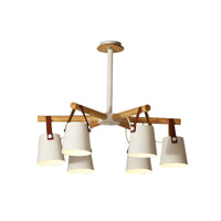 Barrel Living Room Chandelier Metal 6 Lights White Radial Lamp - Rebooters