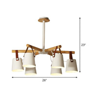 Barrel Living Room Chandelier Metal 6 Lights White Radial Lamp - Rebooters