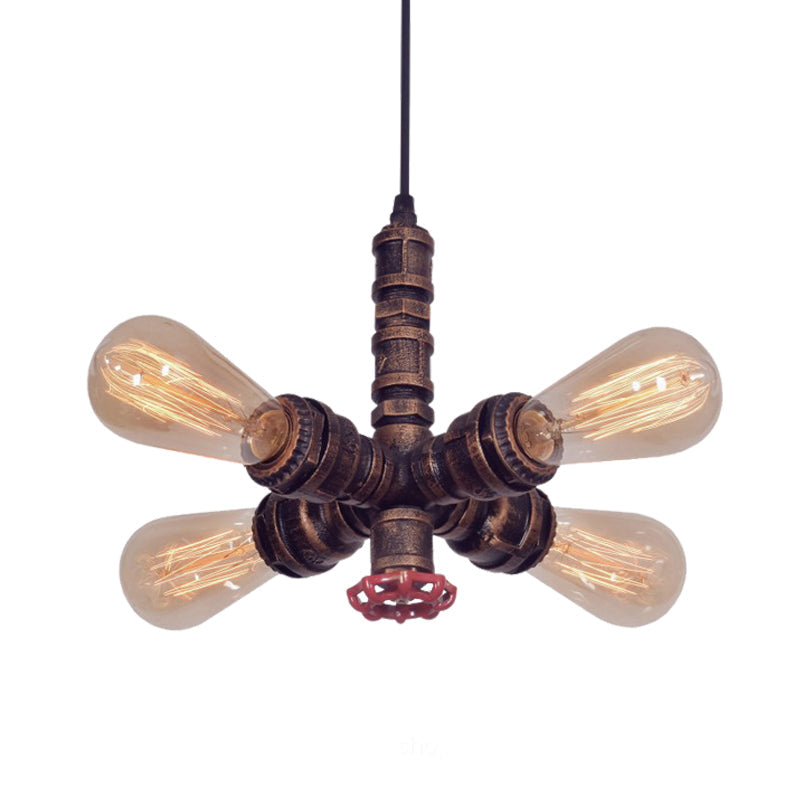 Copper Radial Pipe Hanging Lighting Industrial Iron Chandelier - Rebooters