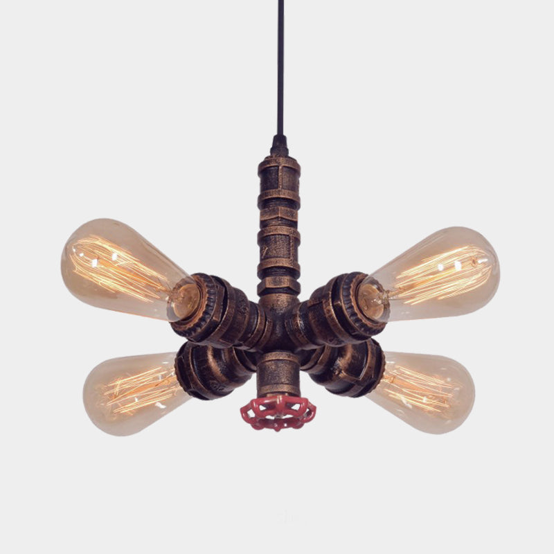 Copper Radial Pipe Hanging Lighting Industrial Iron Chandelier - Rebooters