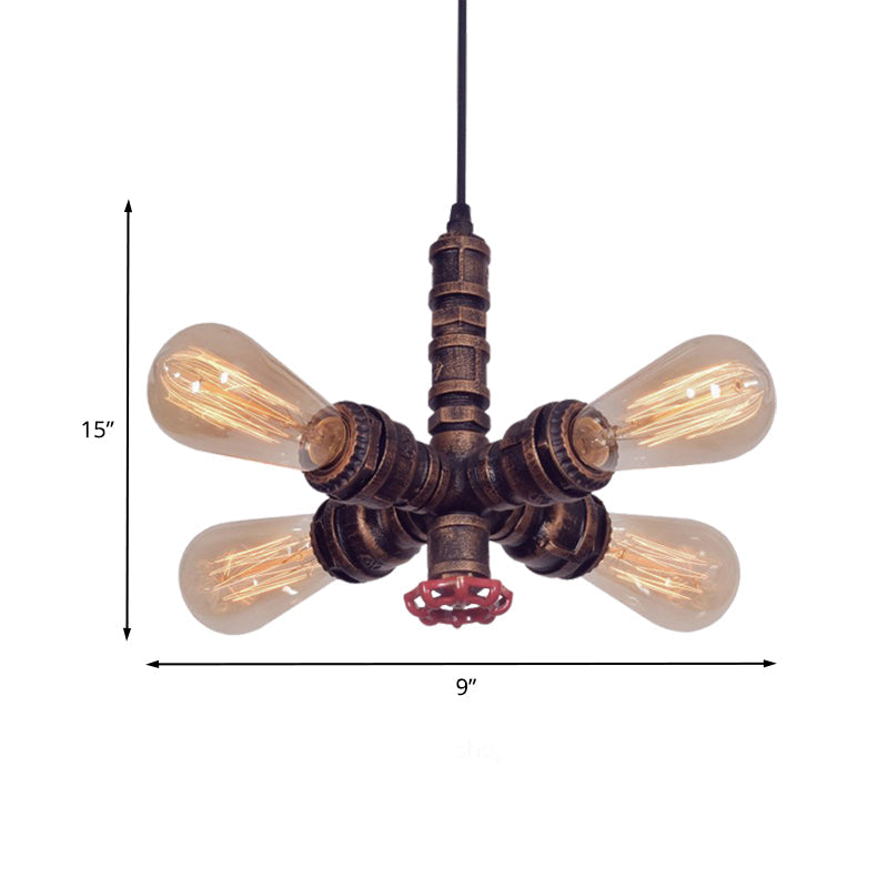 Copper Radial Pipe Hanging Lighting Industrial Iron Chandelier - Rebooters