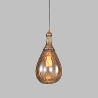 1-Head Hanging Light Fixture Vintage Teardrop Amber Water Glass Ceiling Pendant Lamp - Rebooters