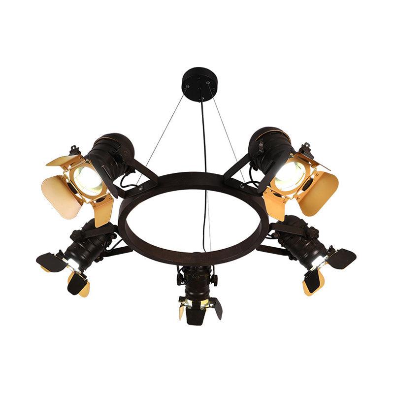5 Lights Pendant Chandelier Art Deco Camera Metallic Lamp - Rebooters