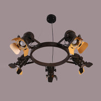 5 Lights Pendant Chandelier Art Deco Camera Metallic Lamp - Rebooters