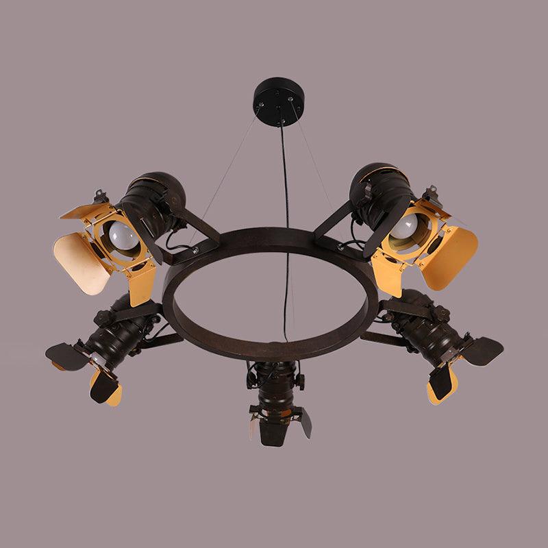 5 Lights Pendant Chandelier Art Deco Camera Metallic Lamp - Rebooters