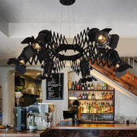 Black 5 Heads Spotlight Art Deco Iron Camera Chandelier - Rebooters