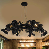 Black 5 Heads Spotlight Art Deco Iron Camera Chandelier - Rebooters
