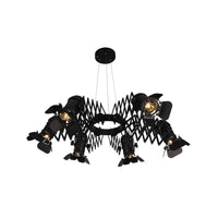 Black 5 Heads Spotlight Art Deco Iron Camera Chandelier - Rebooters