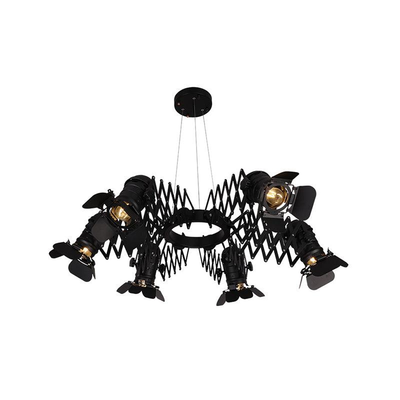 Black 5 Heads Spotlight Art Deco Iron Camera Chandelier - Rebooters