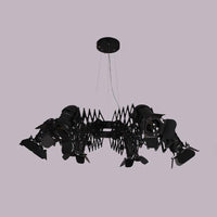 Black 5 Heads Spotlight Art Deco Iron Camera Chandelier - Rebooters