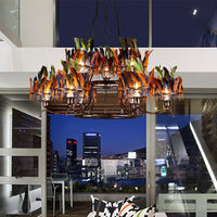 6 Bulbs 2-Layer Pendant Light Antiqued Rust Iron Chandelier - Rebooters