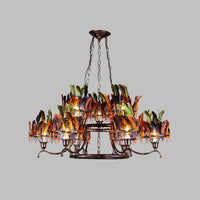 6 Bulbs 2-Layer Pendant Light Antiqued Rust Iron Chandelier - Rebooters