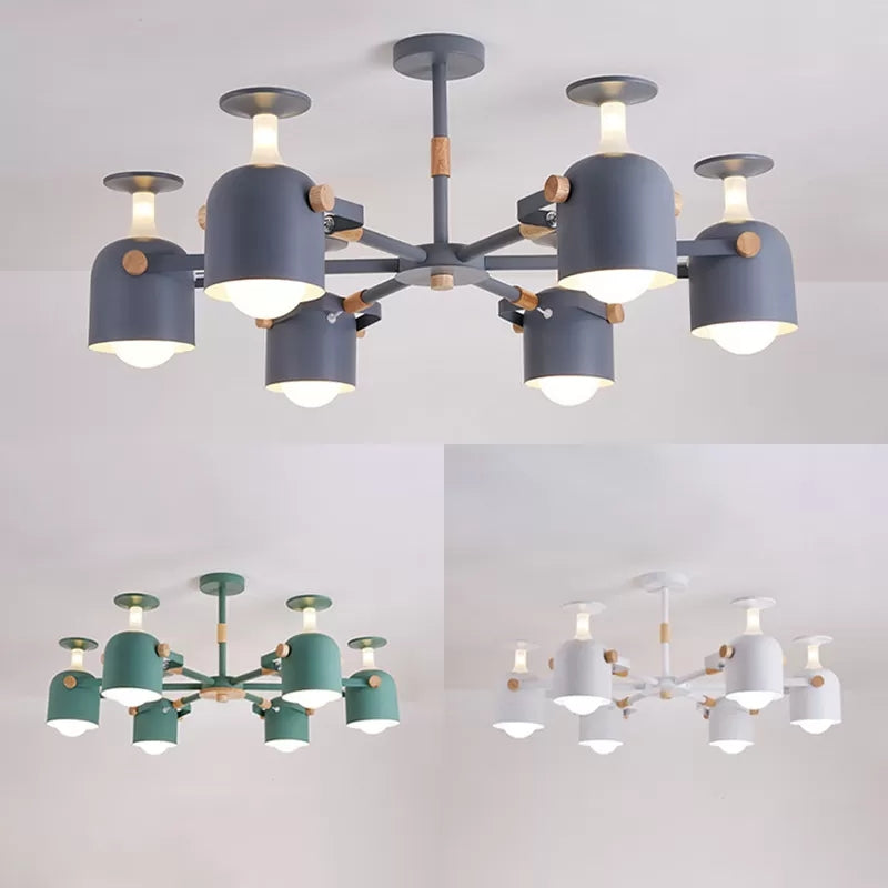 Macaron Colored Goblet Chandelier 6 Heads Nordic Light - Rebooters