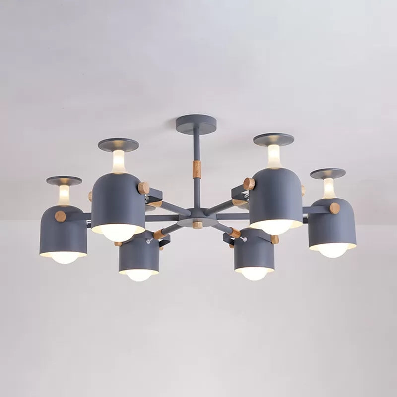 Macaron Colored Goblet Chandelier 6 Heads Nordic Light - Rebooters