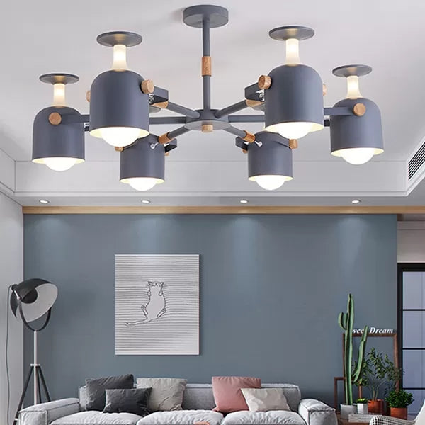 Macaron Colored Goblet Chandelier 6 Heads Nordic Light - Rebooters