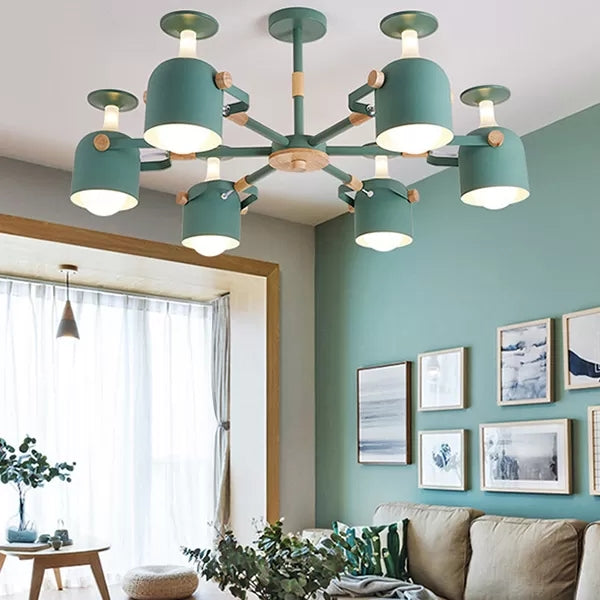 Macaron Colored Goblet Chandelier 6 Heads Nordic Light - Rebooters