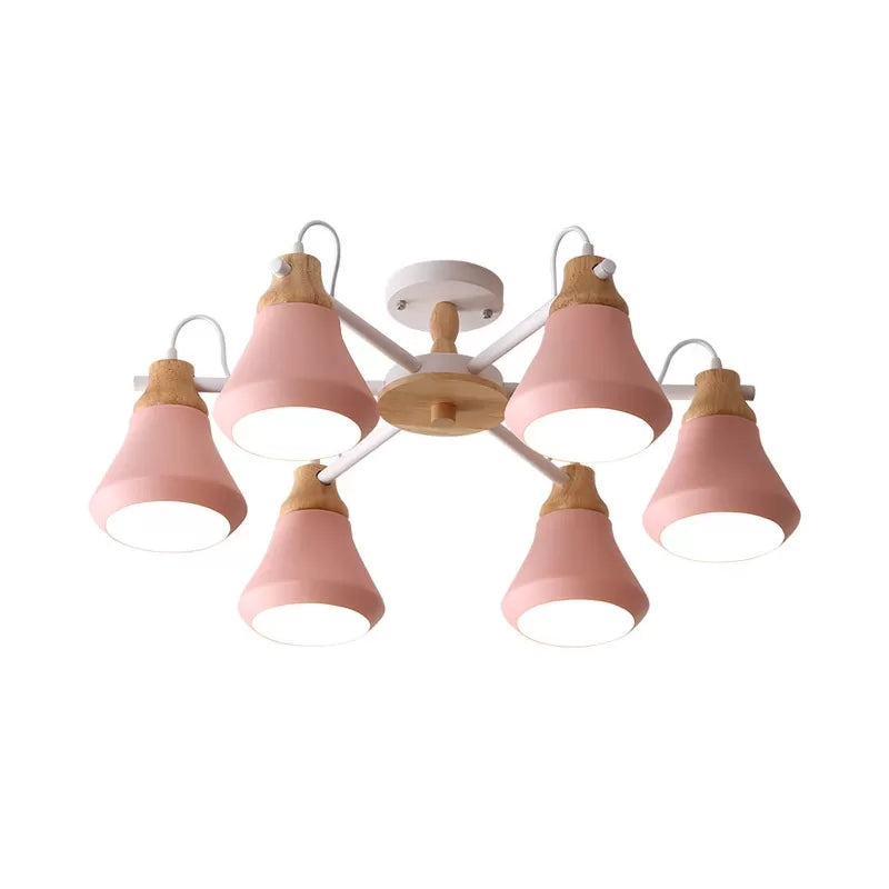 Metal Urn Shaped Suspension Light Kindergarten Macaron Style Chandelier in Pink - Rebooters