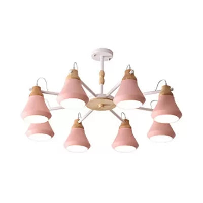 Metal Urn Shaped Suspension Light Kindergarten Macaron Style Chandelier in Pink - Rebooters