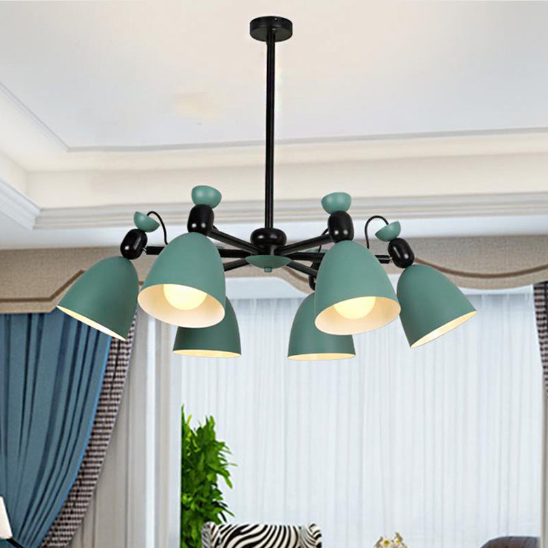 Domed Shade Living Room Chandelier Metal 6 Lights Macron Loft - Rebooters