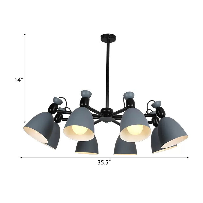 Domed Shade Living Room Chandelier Metal 6 Lights Macron Loft - Rebooters