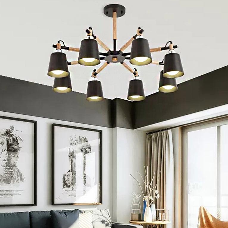 Bucket Shape Hanging Light 8 Heads Metal Chandelier - Rebooters