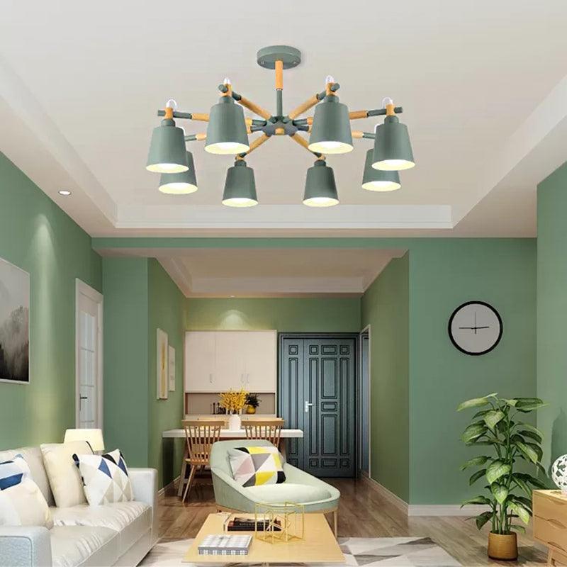 Bucket Shape Hanging Light 8 Heads Metal Chandelier - Rebooters