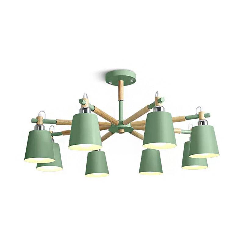 Bucket Shape Hanging Light 8 Heads Metal Chandelier - Rebooters