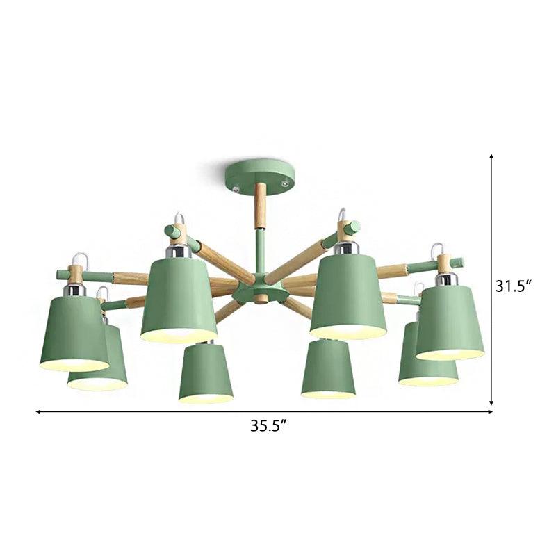 Bucket Shape Hanging Light 8 Heads Metal Chandelier - Rebooters
