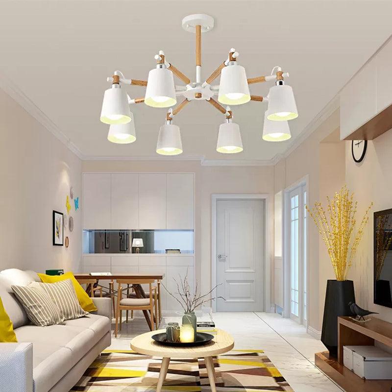 Bucket Shape Hanging Light 8 Heads Metal Chandelier - Rebooters