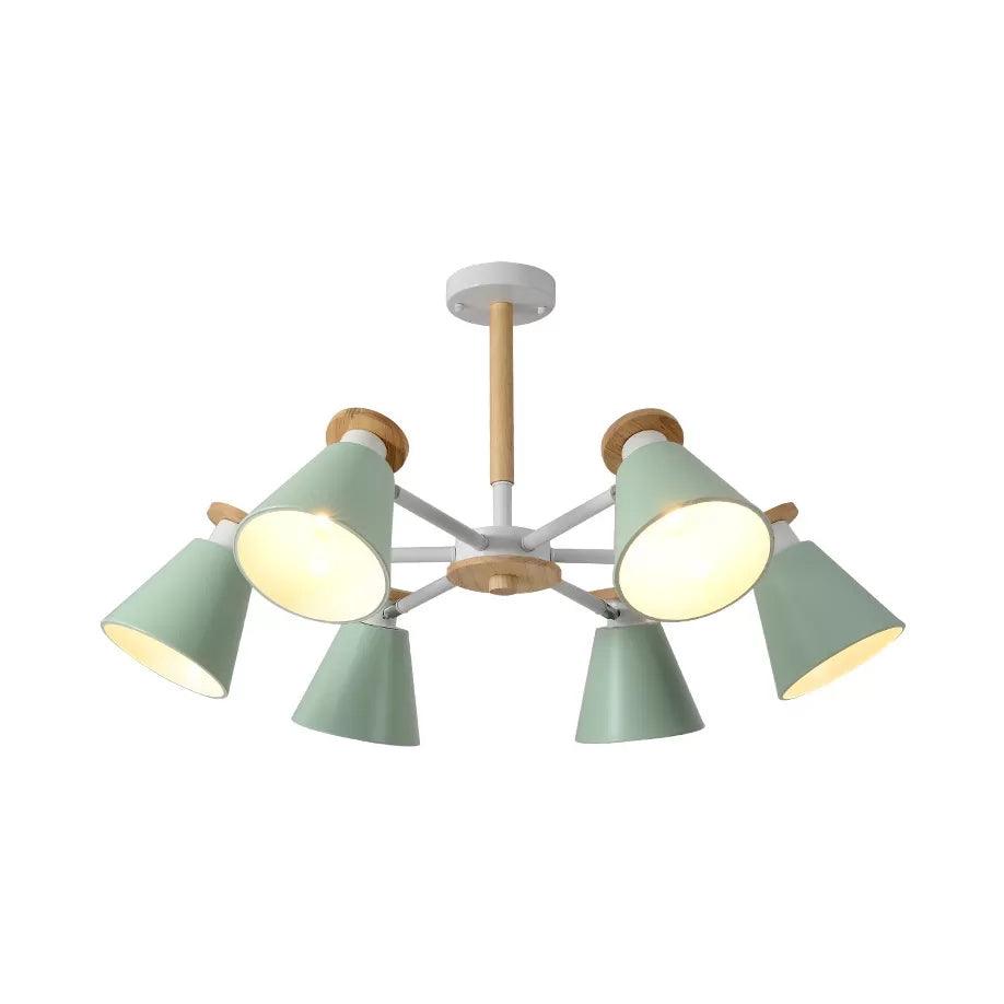 Rotatable Cone Living Room Chandelier Metal 6 Lights Macaron Loft - Rebooters