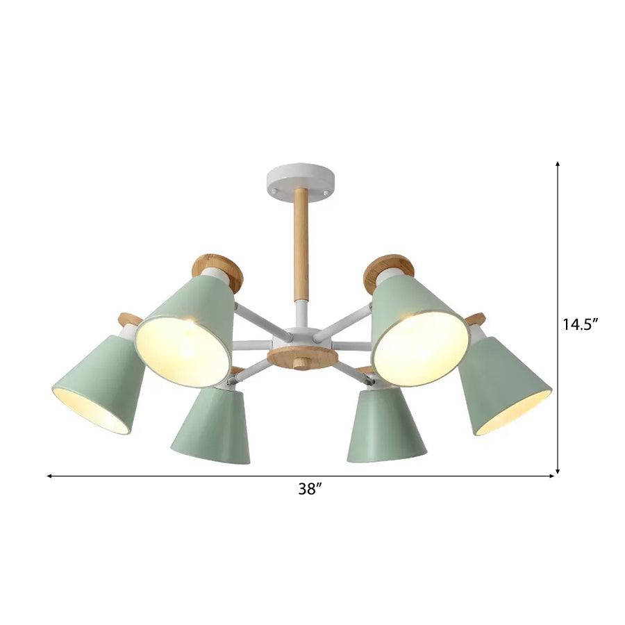 Rotatable Cone Living Room Chandelier Metal 6 Lights Macaron Loft - Rebooters