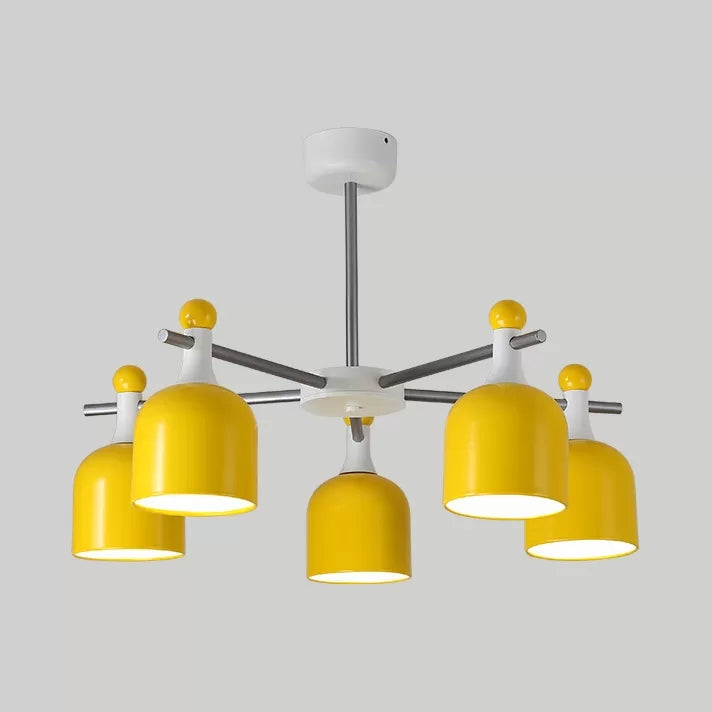 Living Room Kindergarten Hanging Light Metal Macaron Yellow Chandelier - Rebooters