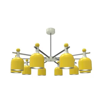 Living Room Kindergarten Hanging Light Metal Macaron Yellow Chandelier - Rebooters
