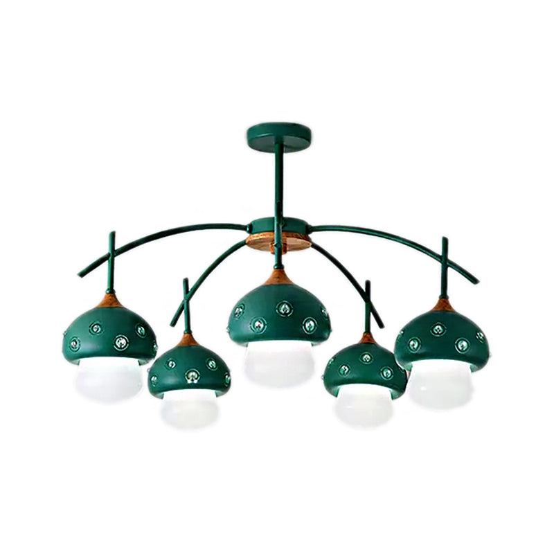 Metal Cartoon Mushroom Chandelier 5 Heads Kids Light Fixture - Rebooters