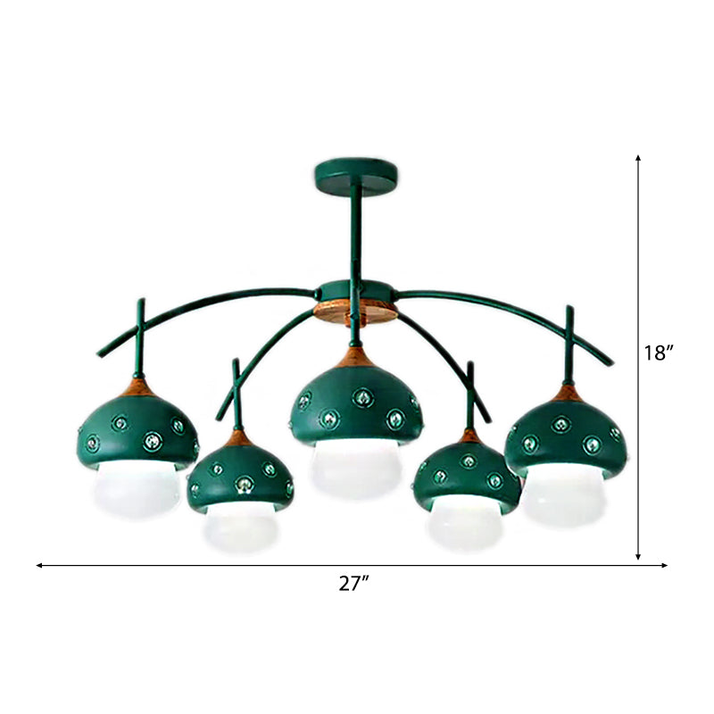 Metal Cartoon Mushroom Chandelier 5 Heads Kids Light Fixture - Rebooters