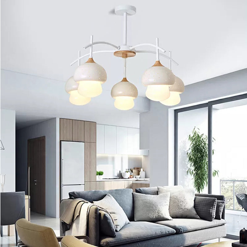 Metal Cartoon Mushroom Chandelier 5 Heads Kids Light Fixture - Rebooters