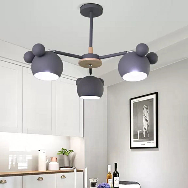 Dining Room Mouse Hanging Light Metal Three Bulbs Chandelier - Rebooters