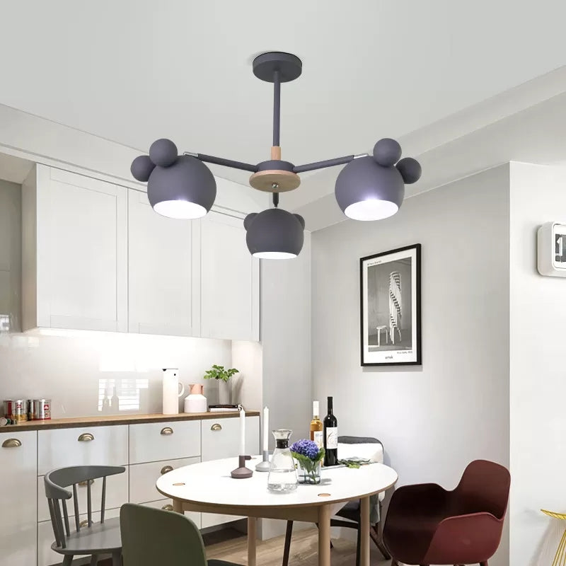 Dining Room Mouse Hanging Light Metal Three Bulbs Chandelier - Rebooters