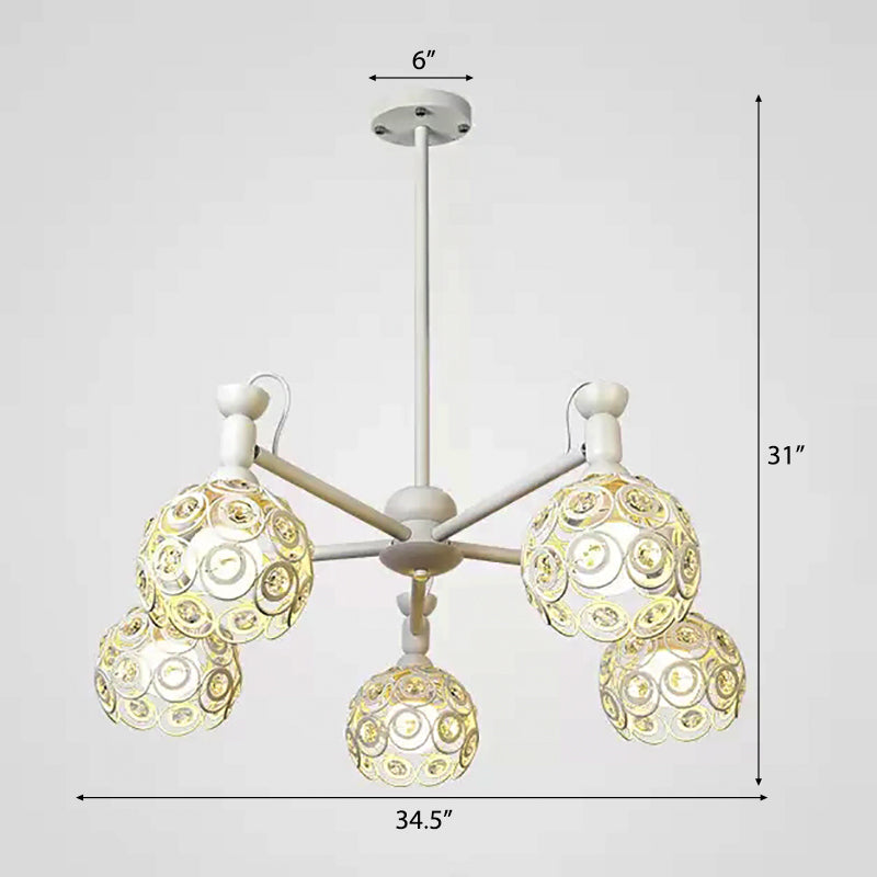 Macaron Hollow Orb Chandelier with Crystal Bead Green Light - Rebooters