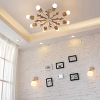Kids Beige Suspension Light Snowflake Wood Chandelier - Rebooters