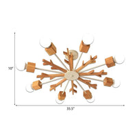 Kids Beige Suspension Light Snowflake Wood Chandelier - Rebooters