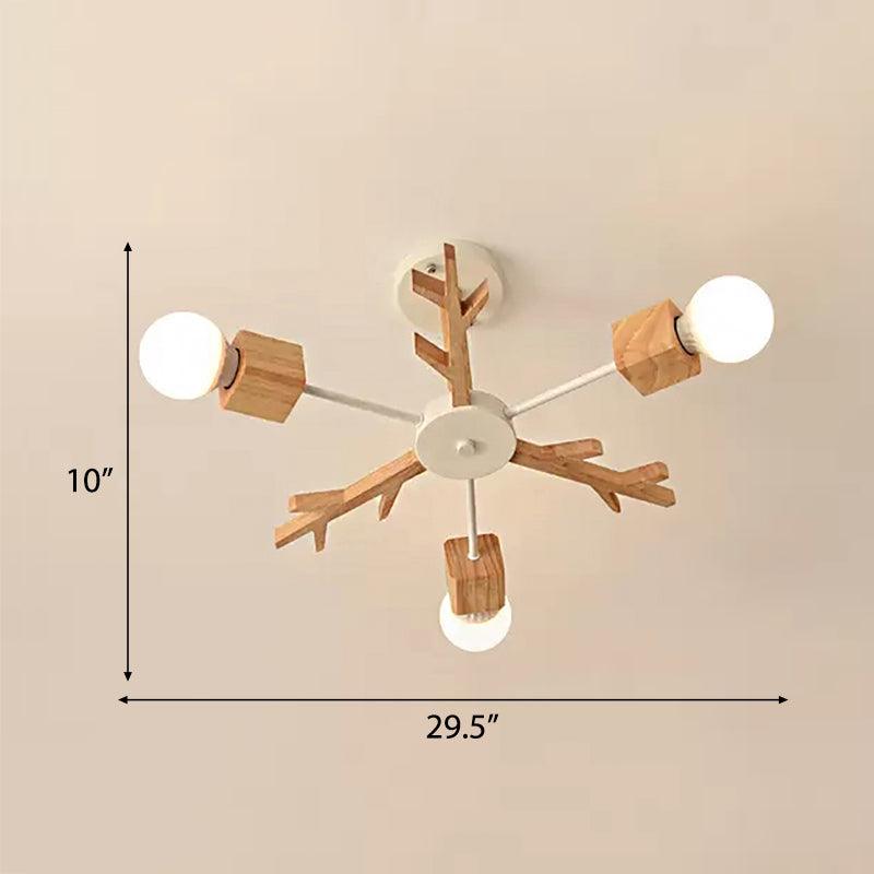 Kids Beige Suspension Light Snowflake Wood Chandelier - Rebooters