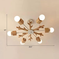 Kids Beige Suspension Light Snowflake Wood Chandelier - Rebooters