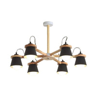 6 Lights Bucket Shade Chandelier Macaron Metal Ceiling Pendant Light - Rebooters